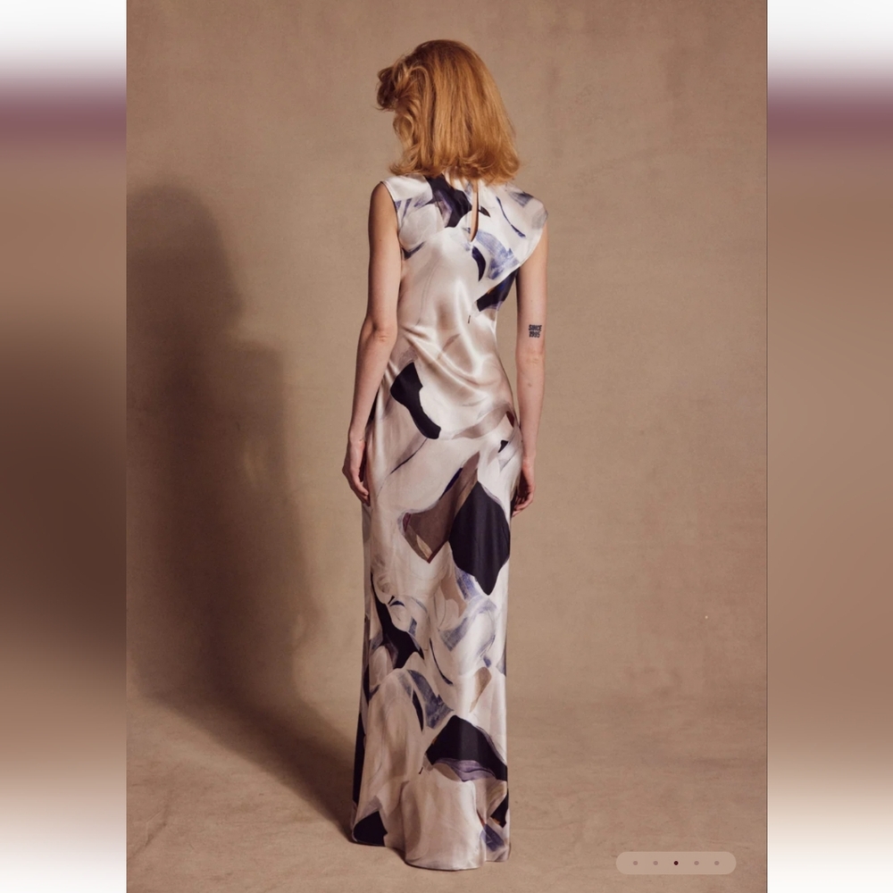 New Ace Harperthe Graham Abstract Print Maxi Dress Size 2 Silk - Picture 4 of 15